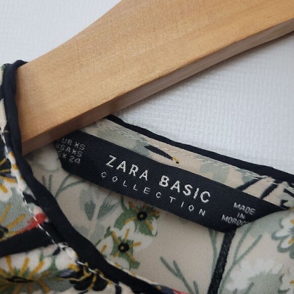 Zara Basics Japanese Style Print Long Sleeve Blouse - Picture 7 of 12